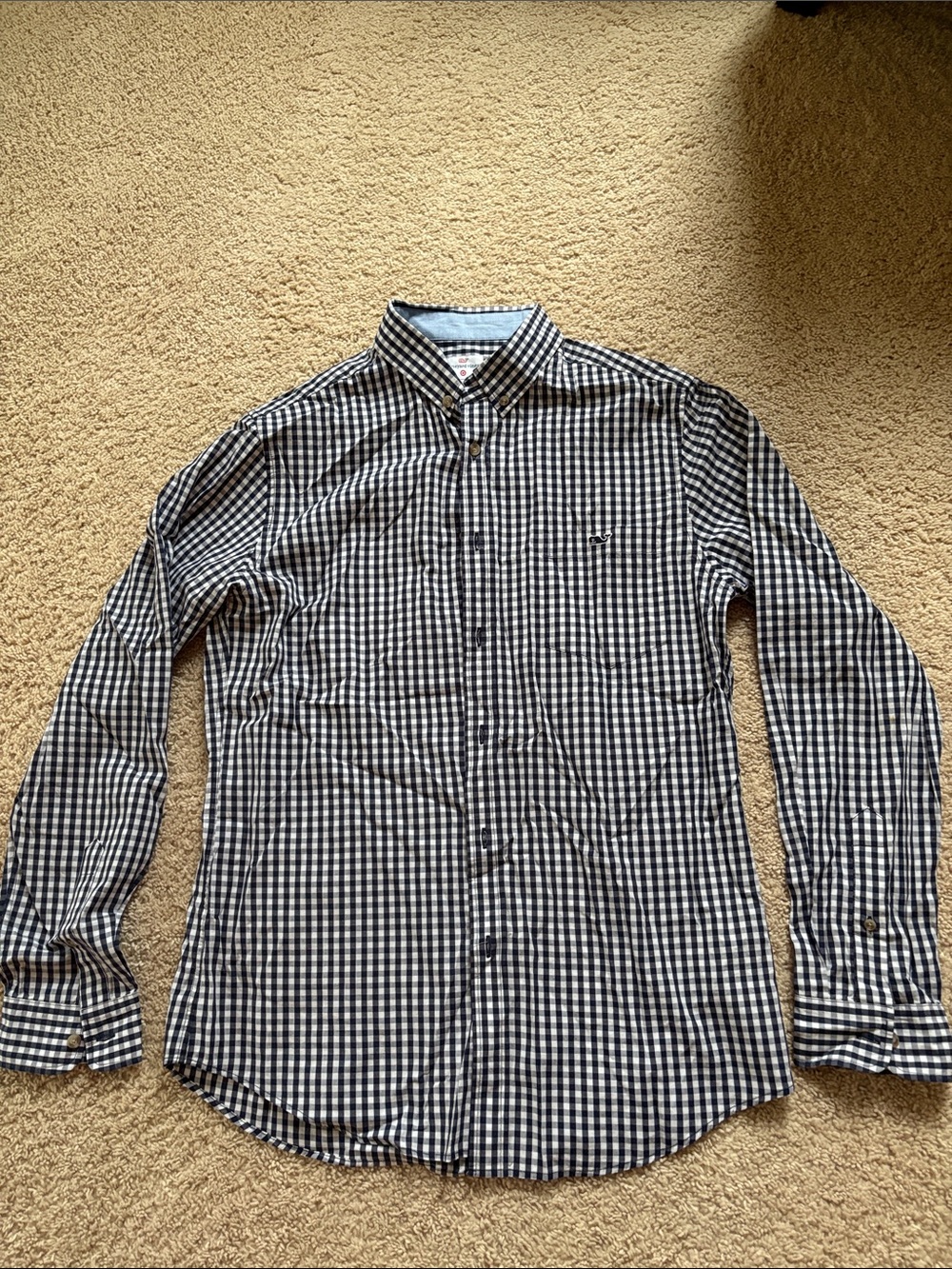 EUC-Vineyard Vines Men's Gingham Button-Down Shirt (Navy/White)